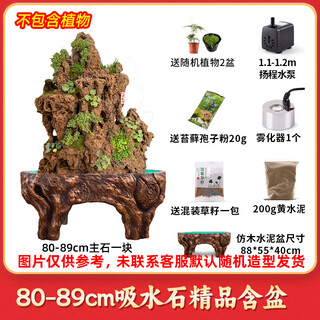 High-quality water-absorbing stone bonsai fish pond rockery micro-landscape decoration natural rockery stone landscaping raw stone high-quality 80-89cm water-absorbing stone with basin