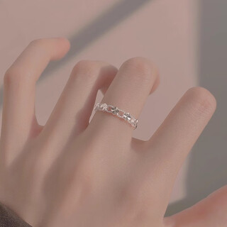 Mansheng freedom and romance-pure silver 999 couple ring gift original sterling silver bestie ring pair of open style engraving 999 pure silver lucky flower open ring