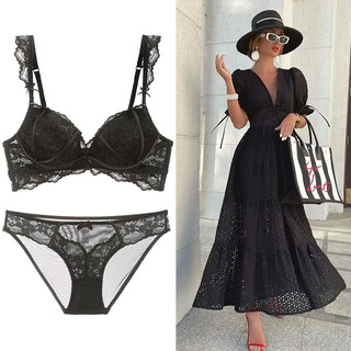 Victoria palace wireless underwear, small breasts gathering, side breast adjustment bra, sexy lace white inner set, black set 80b/36