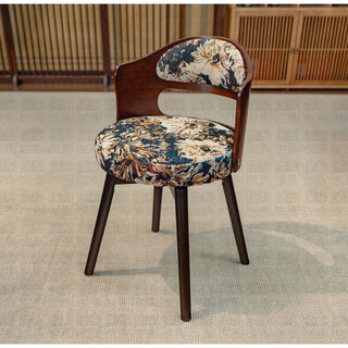 Yajoy bear master bedroom dressing table stool feel makeup chair bedroom rotating american retro dressing stool solid wood manicure stool woven jacquard walnut color rotatable