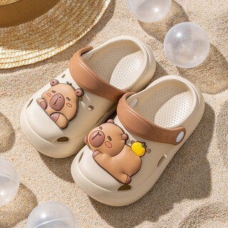 猪爸爸儿童拖鞋夏男宝宝3-6岁女童婴幼儿室内洗澡防滑软底洞洞鞋卡其14