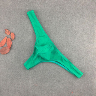 Aoyina men's thong cotton u-convex sexy fashion slim youth low-waist bag shows big comfort breathable personality trendy green xl 123-140jin jin is equal to 0.5 kg