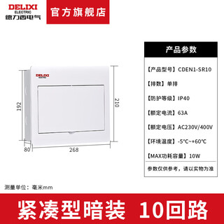 Delixi electric distribution box home power box concealed lighting box switch box 10 circuits (milk white door)