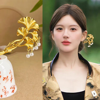 Xushansi lao fenghuang gold store fengfeng gold pearl hairpin for women new chinese style golden hairpin exquisite temperament hairpin for women