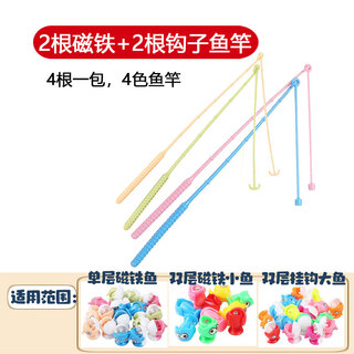 Happy yun children's toy fishing rod magnetic fish accessories set baby educational electric rotating kids fishing toy children 2 magnets 2 hooks fishing rod