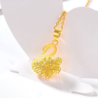 Puli 18k gold pendant rose gold hollow swan clavicle chain 18k gold yellow color gold necklace set chain necklace for girlfriend 18k yellow swan set chain