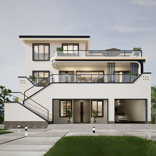 Ren yuanshu three-story modern style villa design drawings rural self-built house design drawings villa appearance renderings house design custom design (deposit consultation)