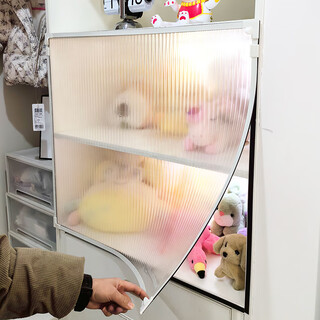 Customized wardrobe bookcase dust-proof curtain, mildew-proof and anti-scratch kitchen oil smoke curtain, self-adhesive magnetic curtain, household curtain changhong soft glass + off-white frame + flat magnetic strips around 45x80cm