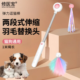 Repair medical pet funny cat stick cat toy self-entertainment and boredom relief laser light telescopic long pole bite-resistant feather replacement head cat supplies