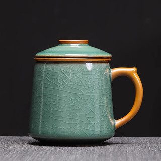 Jinpan ru kiln ceramic tea cup tea separator cup with filter tea leak tea cup office household men's gift box ru kiln ceramic tea cup