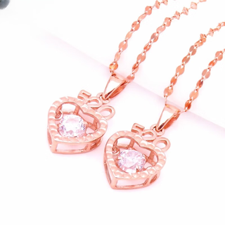 Xerui russian 14k gold pendant for women rose gold blessing smart letters peach heart au purple gold color pendant for girlfriend