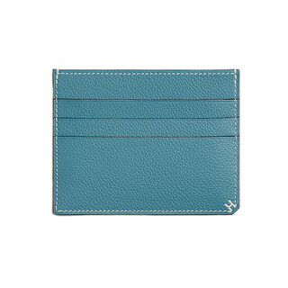 Hermes (hermes) men's bag h sellier card holder evercolor calfskin multiple card slots small and slim credit card holder lake blue regular