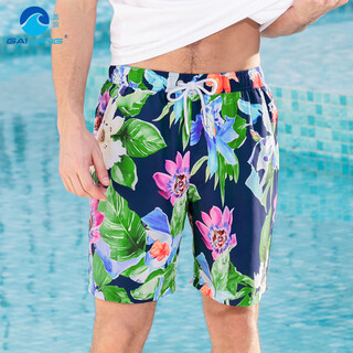 Gailang's new beach shorts for men can be worn in the water, quick-drying shorts, loose floral pants, vacation seaside swimming trunks with lining, spring garden with triangle lining s