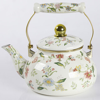 欧丽家珐琅搪瓷壶搪瓷烧水壶家用茶壶煮奶茶壶搪瓷熬药壶电磁炉燃气用 土耳其壶【芳香-金边】 2.3L