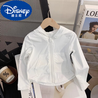 Disney girls' sun protection clothing summer thin 2025 new children's ice silk hooded sun protection jacket baby summer skin clothing white sun protection clothing 110 recommended height 100cm
