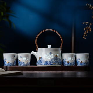 Fuyu ceramics jingdezhen lift teapot tea set home high-end teapot teacup housewarming souvenir huaman 5-head tea set