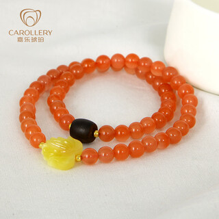 Jiale beeswax bracelet women's natural south red agate bracelet two circles multiple circles persimmon red south red accessories authentic birthday gift about 6mm