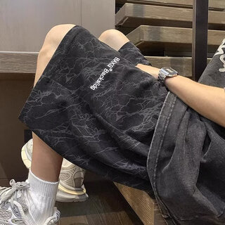 Huangzhen black thin shorts boys summer 2025 outerwear american fashion brand loose sports and casual five points pants men black xl
