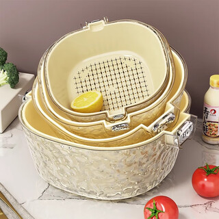 Added double-layer sink drain basket six-piece set multi-functional kitchen home new fruit plate living room washing vegetable basket