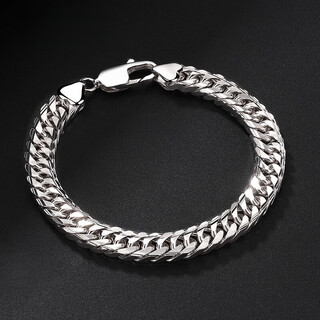 Qianshu pt950 platinum bracelet men's fashionable brand platinum bracelet domineering cuban bracelet double buckle men's bracelet length 16.5cm width 4.3mm weight about 13.82 grams