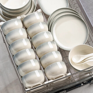 Ink-colored underglaze colored bowls and plates tableware set for home use 2025 high-end ceramic bowls and plates for moving into a new home, 36 pieces of bowls and chopsticks