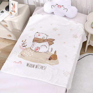 Baby ice silk cover blanket summer baby thin quilt newborn children stroller blanket gauze summer cooling quilt air conditioning quilt star bear (1 pack)