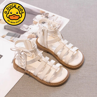 G.duck girls roman sandals open toe 2026 summer new children's shoes beach shoes princess style big girl baby beige 34 inner length 21.7cm