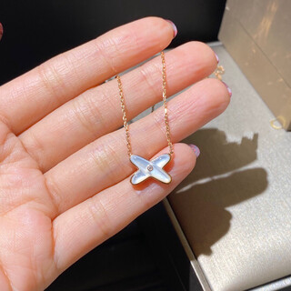 Yadige 18k gold cross necklace women's rose gold clavicle chain pendant white mother-of-pearl full of diamonds real gold jewelry 18k gold white mother-of-pearl - sf express