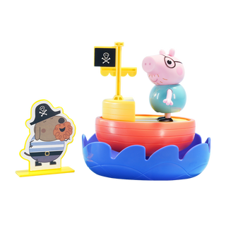 90% new peppa pig rocking pirate ship scene surrounding daddy pig doll play house toy children's day gift