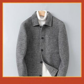 Doberman double-sided wool jacket men's short british albaka alpaca wool coat wool coat gray xl