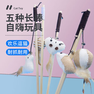 Pochido cat toy 5-piece set of cat amusing sticks, cats self-pleasure and relieve boredom, small mice with bells, bite-resistant, cats consume energy