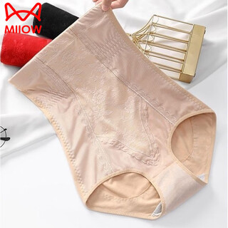 Miiow powerful tummy-controlling high-waist underwear women's body shaping pants corset belly big belly hip lifting pants autumn and winter women skin color (1 pack) 3xl