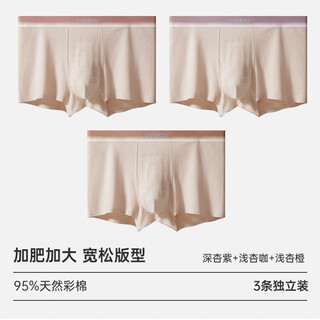 Clarkarida fat man plus size plus size men's underwear pure cotton boxer loose boxer shorts summer dark apricot skin + dark apricot purple + light apricot coffee 4xl 190-220jin jin equals 0.5 kg