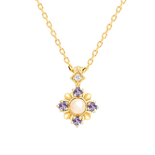 Shengbei 2025 new necklace natural tanzanite freshwater pearl zircon rhombus snowflake silver set nai necklace