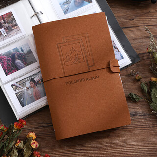 嘉然恒 拍立得活页本相册本纪念册影集家庭照片书儿童成长记录册宝宝diy相册定制情侣旅行记录-橘棕光