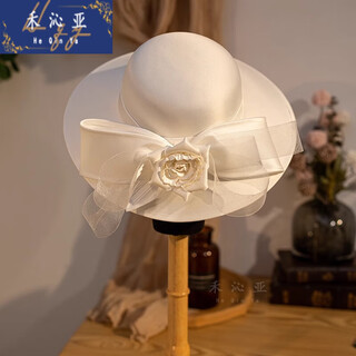 Heqinya camellia sunhat top hat french wedding dress bow bridal top hat socialite republican party style with french three-dimensional camellia mesh bow top hat
