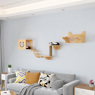 Cage luxury solid wood cat wall-mounted cat nest cat climbing frame wall jumping platform springboard ladder wooden wall cat furniture 1 nest 2 sets 1 ladder 1 column + 1 bedroom space capsule
