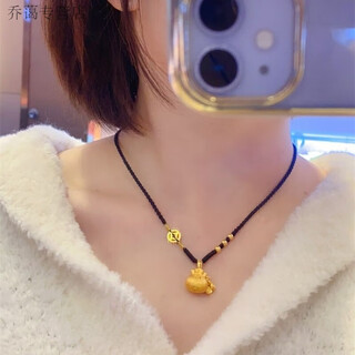 Chuji old phoenix gold gold gold bag 999 pure silver ancient method blessing bag pendant women's coin blessing brand necklace new transfer braided version