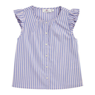 Vineyard vines girls poplin pleated button top ava striped s