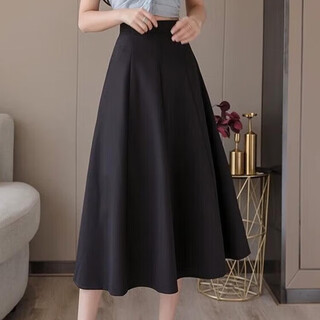 Kim il-man's full-length long skirt for women, mid-length umbrella skirt, high-waisted a-line wear, drapey pear-shaped suit body shape, spring and autumn, black, regular xl