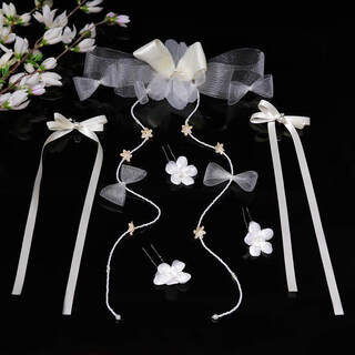 Fujiu sweet fairy bow tassel hairpin set retro bride wedding forest style atmospheric wedding dress accessories hair accessories set