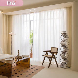 Japanese style log style gauze curtains cotton and linen bedroom cream window screens 2024 new living room dream gauze curtain apricot beige hook style width 1.5*height 2.7