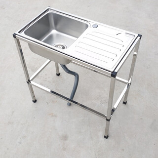 Yeyu commercial household stainless steel sink with stand kitchen single and double sink washing dishes and vegetables wash basin with platform canteen rental house length 75 width 40 height 75 without faucet