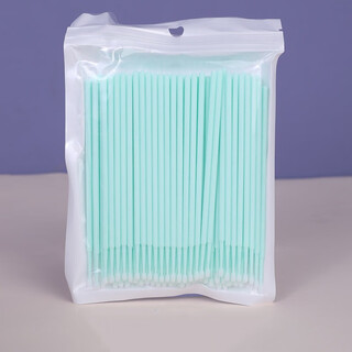 Nano cotton swab for eye makeup repair, ultra-fine eyeliner remover cotton swab, makeup cotton swab for eyelash removal, eyelash cleansing stick, mint green bag, 100 pieces