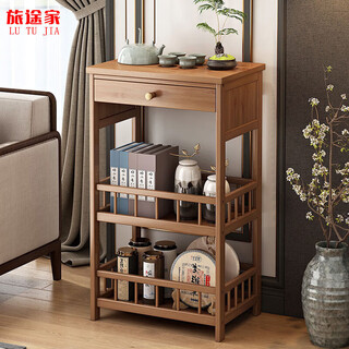 Trip home tea rack tea cabinet tea side cabinet multi-layer storage rack new chinese style archaic rack 3 layers 50 with smoked brown
