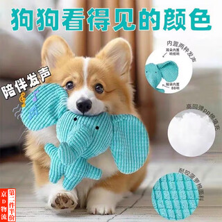 Ronghua shi dog toy bite-resistant plush sounding doll small puppy molar pet puppy boredom relief artifact companion supplies dog toy elephant chew fun blue