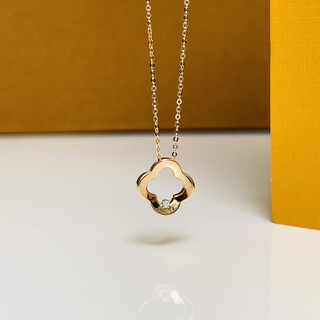 Chishe new product 18k diamond four-leaf clover chain au750 rose gold lucky collarbone necklace girlfriend birthday gift 18k diamond four-leaf clover chain-k pieces