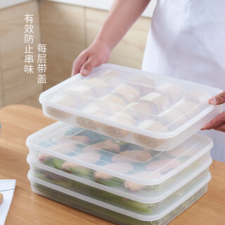 Nuoqishang frozen dumpling box food-grade special refrigerator quick-frozen storage box with one layer and one lid for household dumplings and wontons crisper pp regular style - transparent lid 210g 1 layer 1 box 1 lid