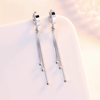 Bovia pt950 platinum long earrings for women platinum tassel earrings ear wire earrings circle earrings ear buckles car flower earrings pt950 pair 3.4-3.6 grams