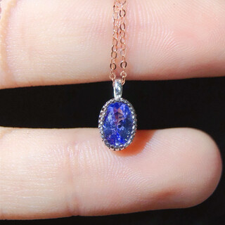 Shengbei silver inlaid natural tanzania tanzanite pendant, main stone size 5*7mm, free necklace to support identification, main stone 5*7mm